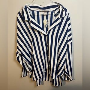 NWT Blue and White Striped Lingerie Cacique Button Up